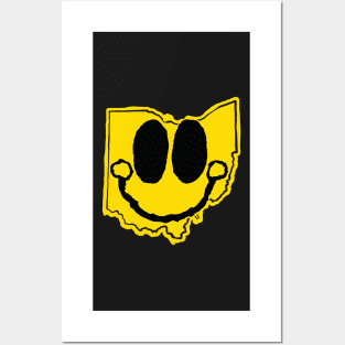 Ohio Happy Cartoon Map Face with smile Posters and Art